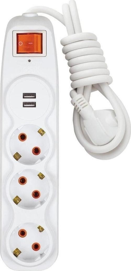 Quattro 3'Lü Akım Korumalı Anahtarlı Topraklı Korumalı Grup Priz 2'Li Usb Hızlı Şarj 1.5 Mt