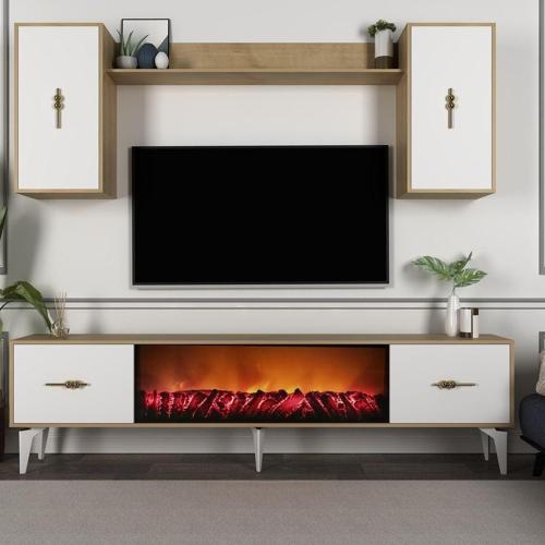 Sinta 180 Cm Şömineli ( B) Tv Ünitesi Takımı Safir-Beyaz