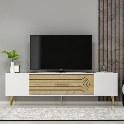 Dekol3Dd Tv Sehpasi Beyaz-Safi̇R-Altin