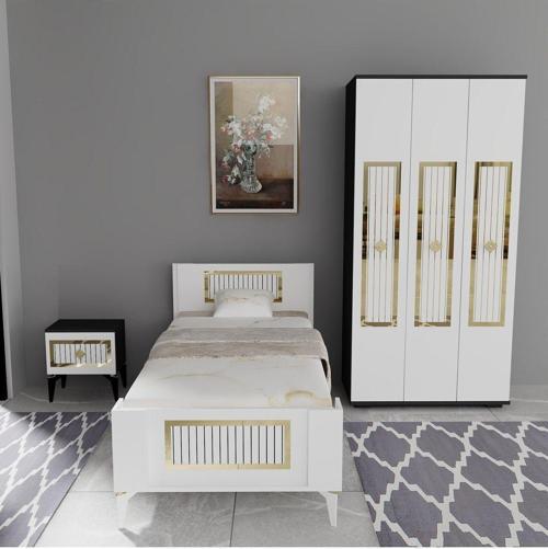 Norra Çocuk Genç Odası Takımı (C-L-G) Antrasit-Beyaz-Altın