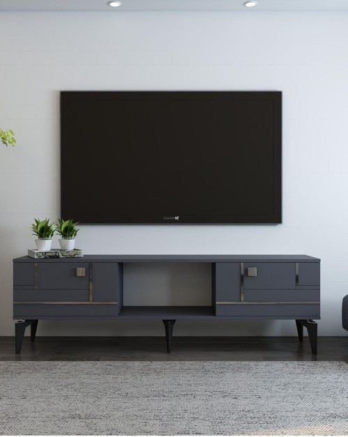 Maderadd Tv Sehpası Antrasit Gümüş