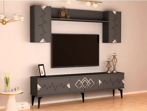 Ritim 180 Cm Tv Ünitesi Takımı Antrasit-Gümüş