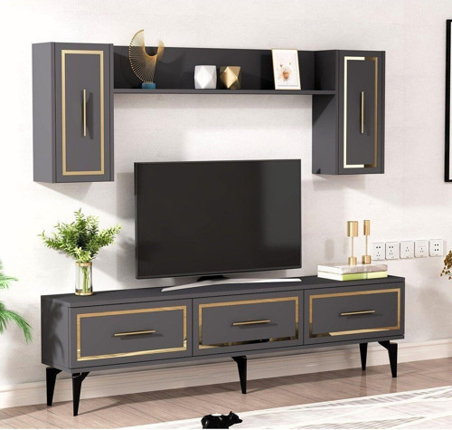 Vannessa 180 Cm Tv Üni̇Tesi̇ Takimi Antrasi̇T-Altin