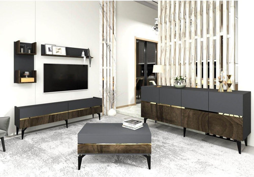 Tedyy Tv Üni̇Tesi̇,Konsol Ve Orta Sehpa 3'Lü Salon Takimi Antrasi̇T-Altin
