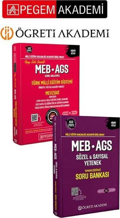 PEGEM AKADEMİ 2025 MEB-AGS Soru Bankası Tamamı Çözümlü Sözel-Sayısal Yetenek +  2025 MEB-AGS Konu An
