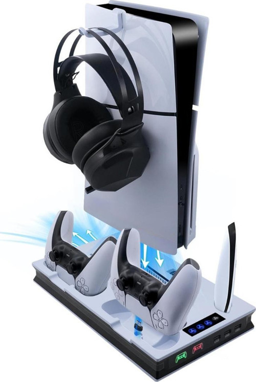 PS5 Slim Playstation 5 Standart CD ve Dijital Sürüm Uyumlu YH-60 Cooling Soğutuculu Fanlı Controller Şarjlı S