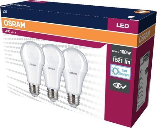 Led Value 13W 6500K 1521lm E27 Duy Beyaz Işık 3'lü Ampul