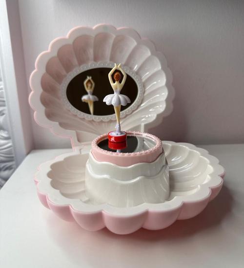 Dans Eden Balerinli İstiridye Müzik ve Takı Kutusu Toz Pembe