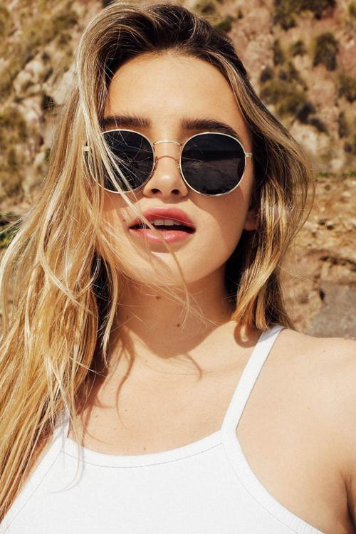 Round Metal Rose - Siyah Yuvarlak Erkek Güneş Gözlüğü