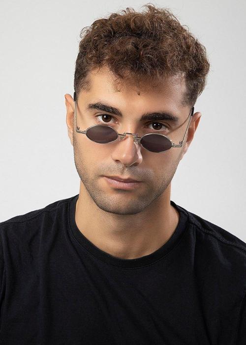 Minimal Retro Metal Elips Çerçeve Erkek Güneş Gözlüğü