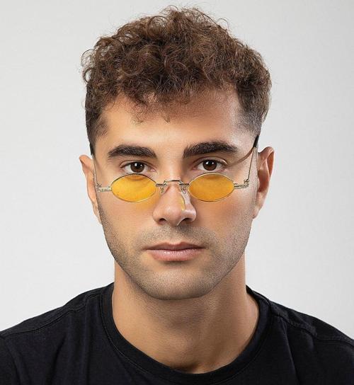 Minimal Retro Metal Elips Çerçeve Erkek Güneş Gözlüğü