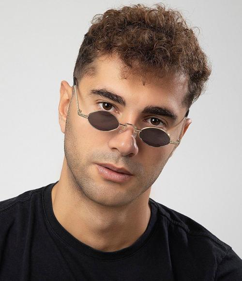 Minimal Retro Metal Elips Çerçeve Erkek Güneş Gözlüğü