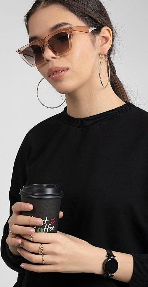 Bej Cat Eye Kadın Güneş Gözlüğü