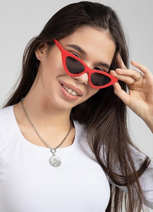 Kırmızı Cat Eye Kadın Güneş Gözlüğü