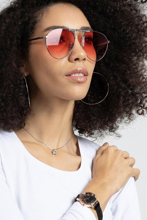 Taşlı Damla Model Pembe Kadın Güneş Gözlüğü