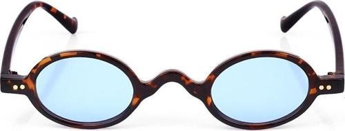 Leopar Çerçeveli Mavi Camlı Minimal Retro Unisex Güneş Gözlüğü