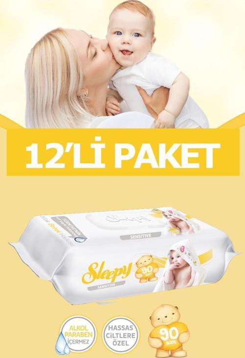 Sensitive Islak Havlu - Bebek Islak Mendili 90 'Lı 12 Adet