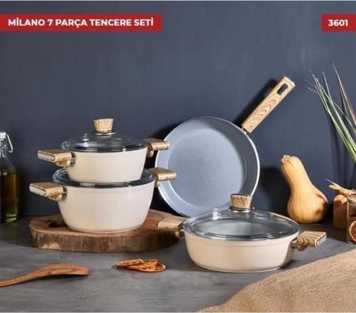 7 Parça Milano Döküm Seramik Tencere Seti