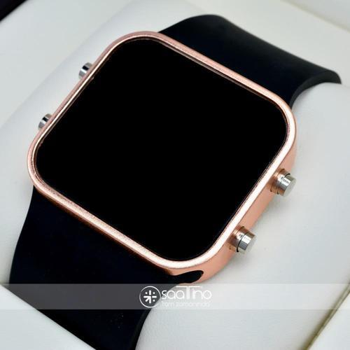 Siyah Silikon Kordonlu Rose Metal Kasa Unisex Model Dijital Saat ST-303567