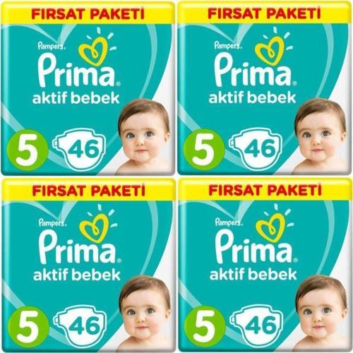 Bebek Bezi 5 Beden 184 Adet (46X4 Lü) Fırsat Paket Aktif Bebek 11 - 16 Kg