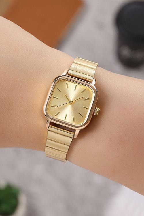 Minimal Kare Kasa Retro Gold Kadın Kol Saati