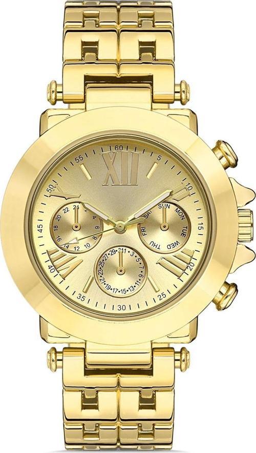 Dekoratif Göstergeli Gold Renkli Şık Unisex Kol Saati Plum006R001