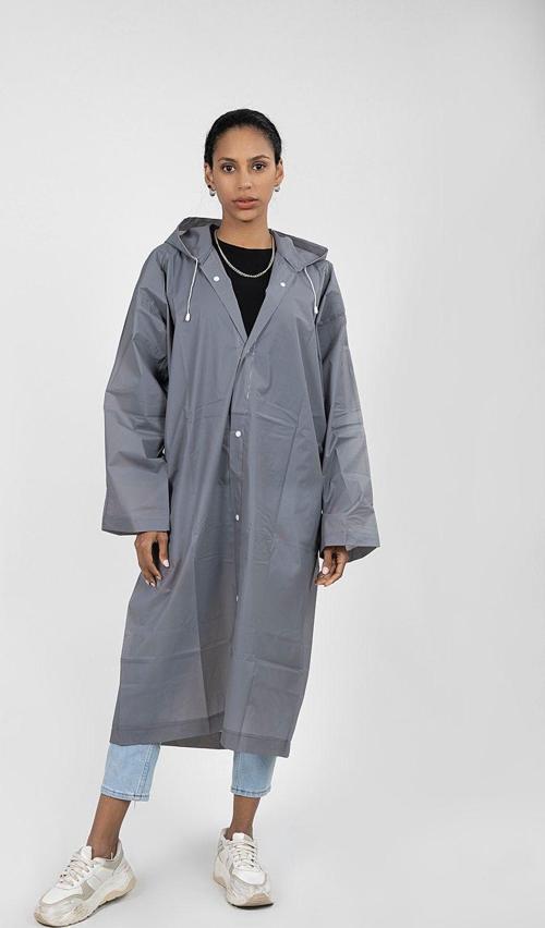 Gri Kapüşonlu Çıtçıtlı Yağmurluk Ve Rüzgarlık