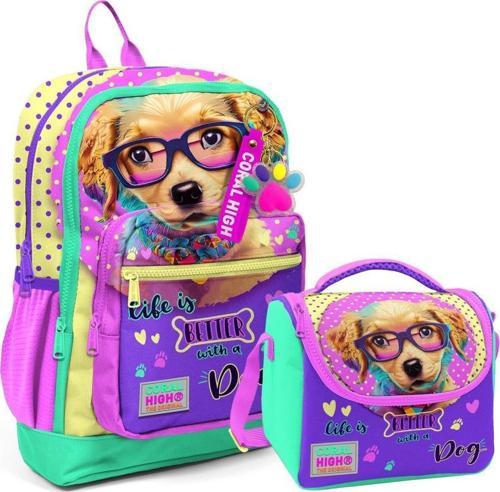2li Set Köpek Desenli Okul Çantası Beslenme 23752