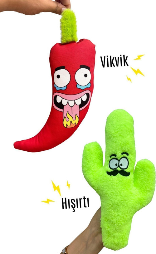 Meksika Temalı Köpek Oyuncak Seti Hışırtı Sesli Kaktüs Ve Vikvik Sesli Peluş Köpek Oyuncakları