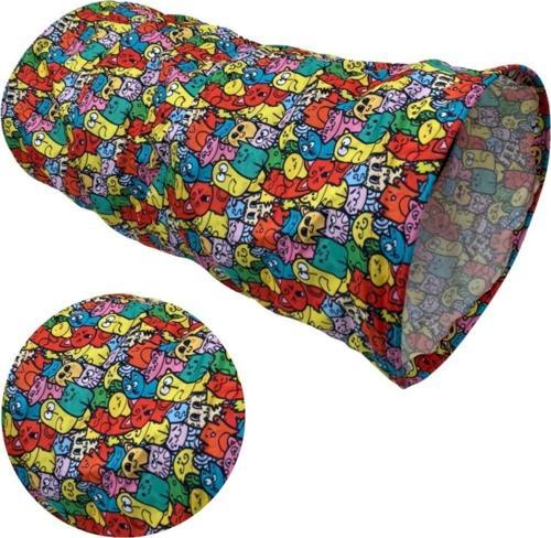 Katlanabilir Renkli Kedi Tüneli 60 Cm Oxford Kumaşlı Dayanıklı Tünel Kedi Desenli Saklanma Tüneli