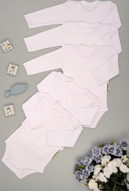 Pamuklu Uzun Kol 5'li Paket Çıt Çıt Body Zıbın