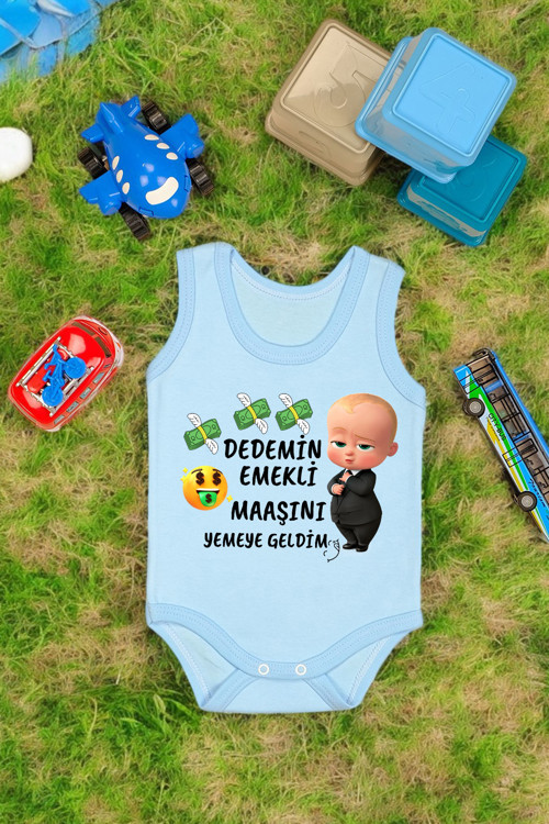 %100 Pamuklu Dedemim Emekli Maaşını Yemeye Geldim Baskılı Yumuşak Doku Baskılı Zıbın & Body