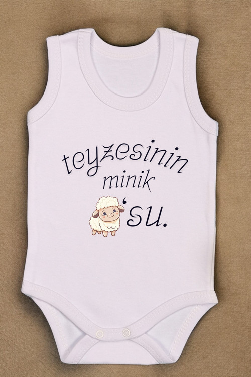 %100 Pamuk Teyzesinin Minik Kuzusu Baskılı Zıbın & Body