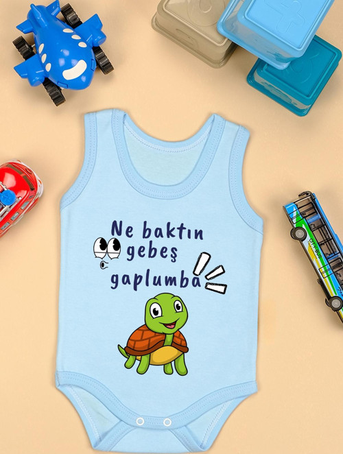 Pamuklu Gebeş Gaplumba Baskılı Çıtçıt Body Zıbın