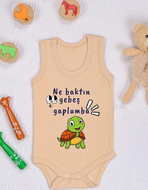 Pamuklu Gebeş Gaplumba Baskılı Çıtçıt Body Zıbın
