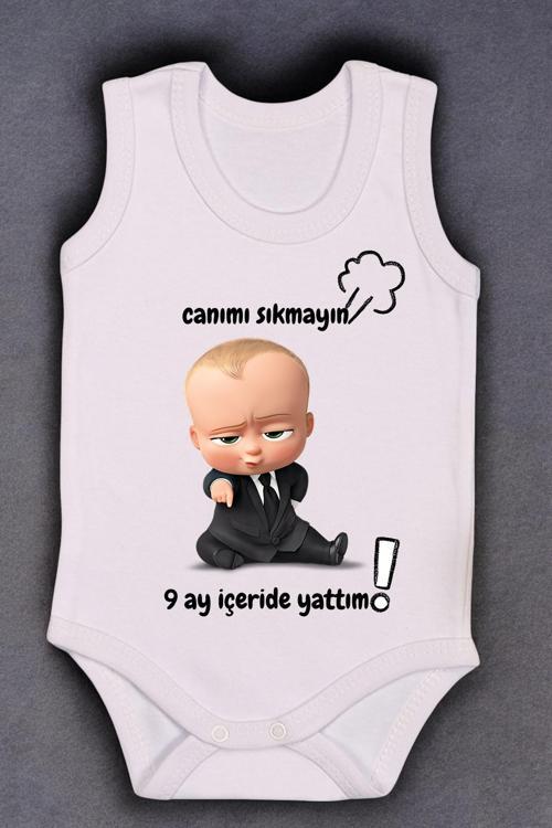 %100 Pamuk 9 Ay İçeride Yattım Baskılı Zıbın & Body