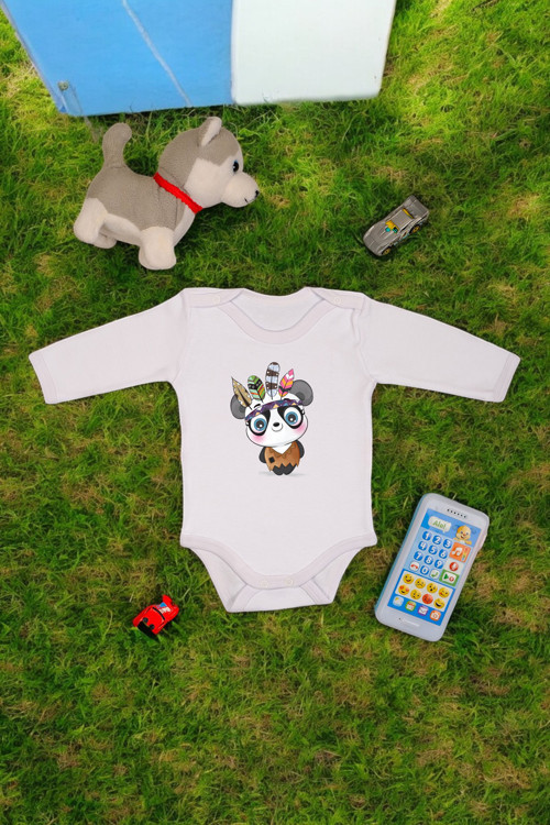 %100 Pamuklu Şaşkın Panda Baskılı Yumuşak Doku Baskılı Zıbın & Body