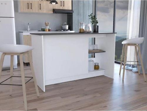Tdesigno Bengi Mutfak Adası - Antrasit-150 Cm-Oturma Alanlı-Masa