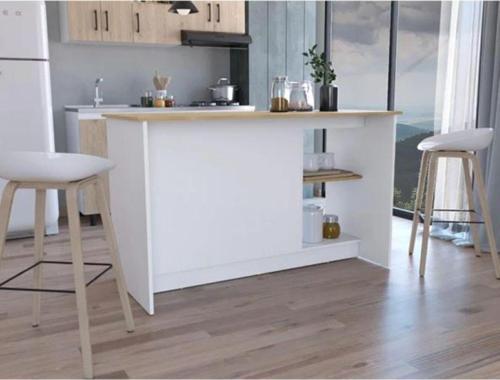 Tdesigno Bengi Mutfak Adası - Antrasit-150 Cm-Oturma Alanlı-Masa