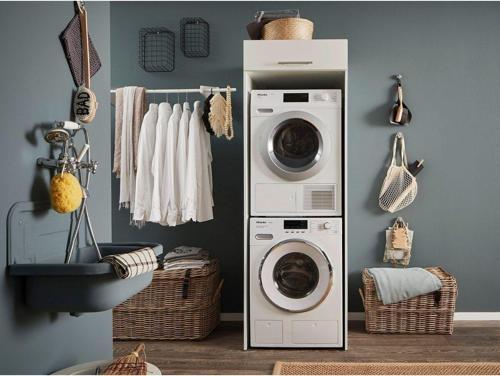 Tdesigno Hane Banyo Dolabı-Çok Amaçlı-Çamaşır Makinesi Dolabı Beyaz