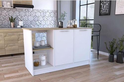 Tdesigno Kumsal Mutfak Adası - Beyaz-120 Cm