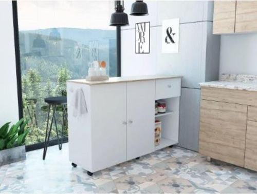Tdesigno Alya Alt Modül 150 Cm Beyaz Tezgah Dahil-Tekerlekli