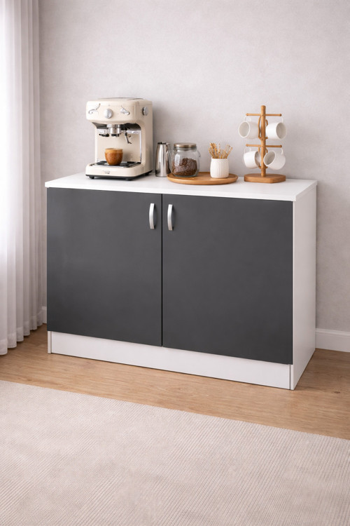 Tdesigno Asia Mutfak Alt Modül - Dolap 120 Cm Antrasit Tezgah Dahil
