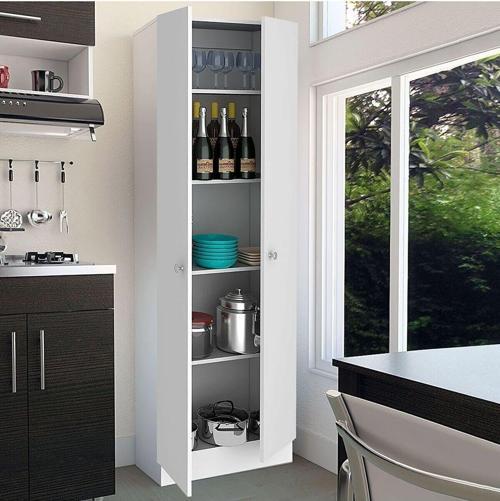 Tdesigno Mez Çok Amaçlı Dolap,5 Raflı, 2 Kapaklı Mutfak Dolabı Kiler Dolabı Banyo Dolabı