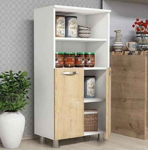 Tdesigno Tez Çok Amaçlı Dolap,4 Raflı, 2 Kapaklı Mutfak Dolabı Kiler Dolabı Banyo Dolabı