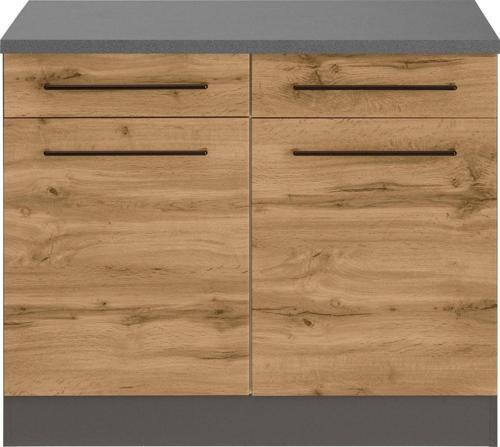 Tdesigno Odin Mutfak Çekmeceli Alt Modül - Dolap 120 Cm Antrasit-Meşe/ Tezgah Dahil