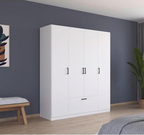 Tdesigno Alçin Giyinme Dolabı - Çok Amaçlı Dolap - Gardırop 180 Cm-4 Kapaklı-1 Çekmeceli