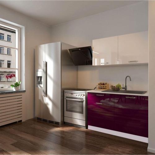 Tdesigno Anka Hazır Mutfak Dolabı 120 Cm - Parlak Mürdüm Ve Beyaz -