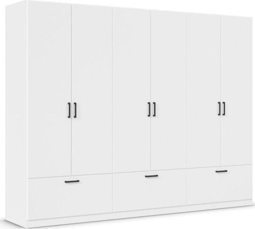 Tdesigno Alev Giyinme Dolabı - Çok Amaçlı Dolap - Gardırop 270 Cm-6 Kapaklı-3 Çekmeceli