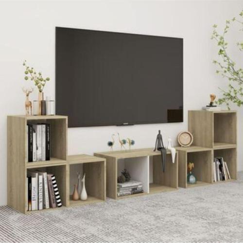 Tdesigno Tdesıgno Avcı Kitaplıklı Televizyon Sehpası - Ünitesi -Kitaplık-Beyaz 180 Cm 8 Raflı